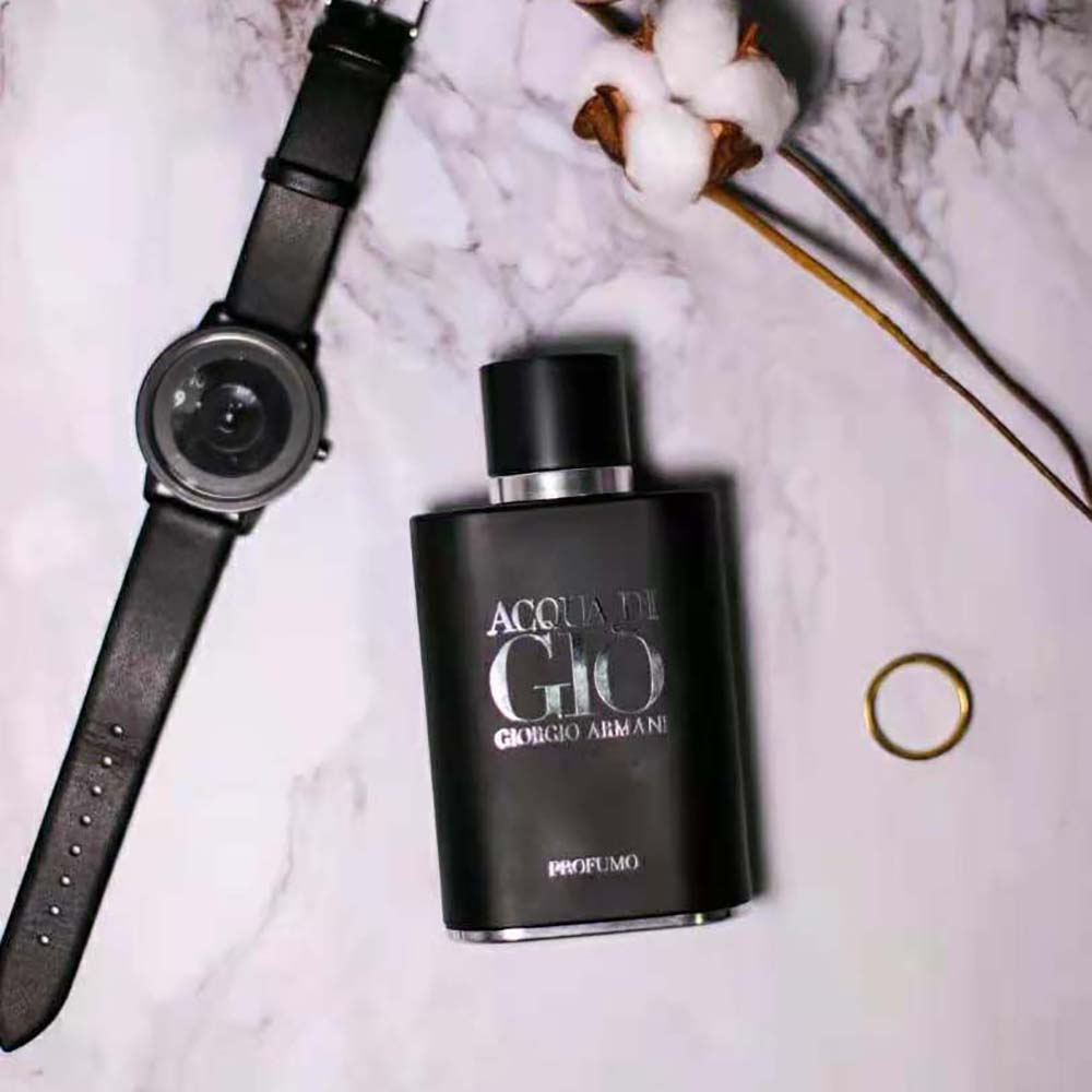Side angle showing sleek design of Armani Men Acqua Di Giò Profumo Aftershave Lotion