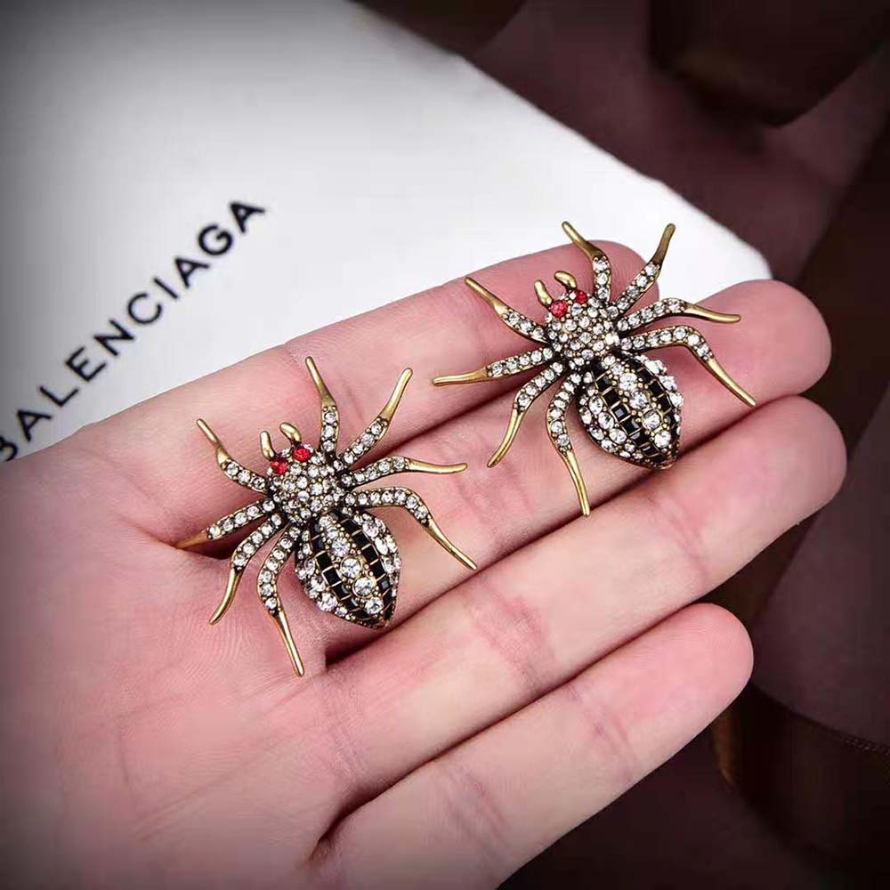 Balenciaga Women Goth Spider Earrings in Grey - image 5
