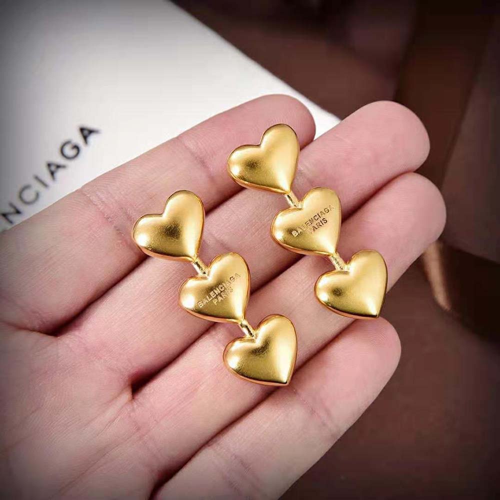 Balenciaga Women Heart Earrings in Gold Brass - image 6