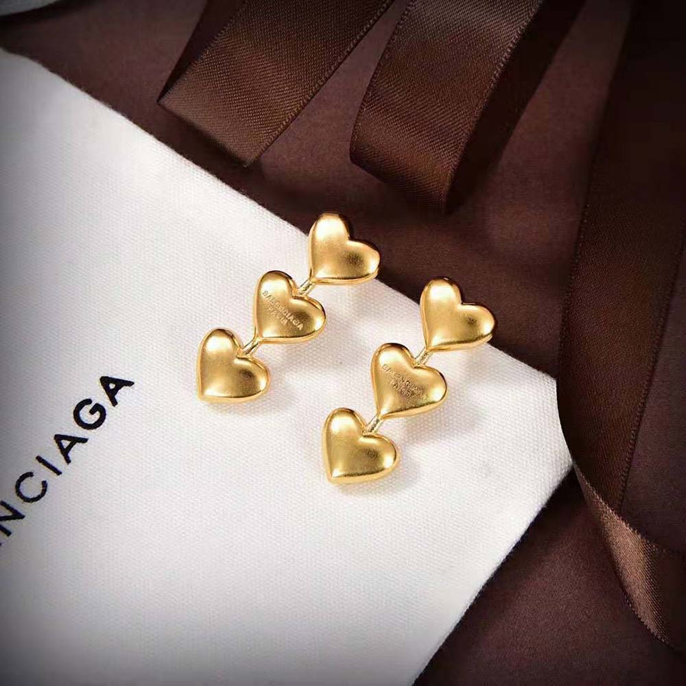 Balenciaga Women Heart Earrings in Gold Brass - image 5