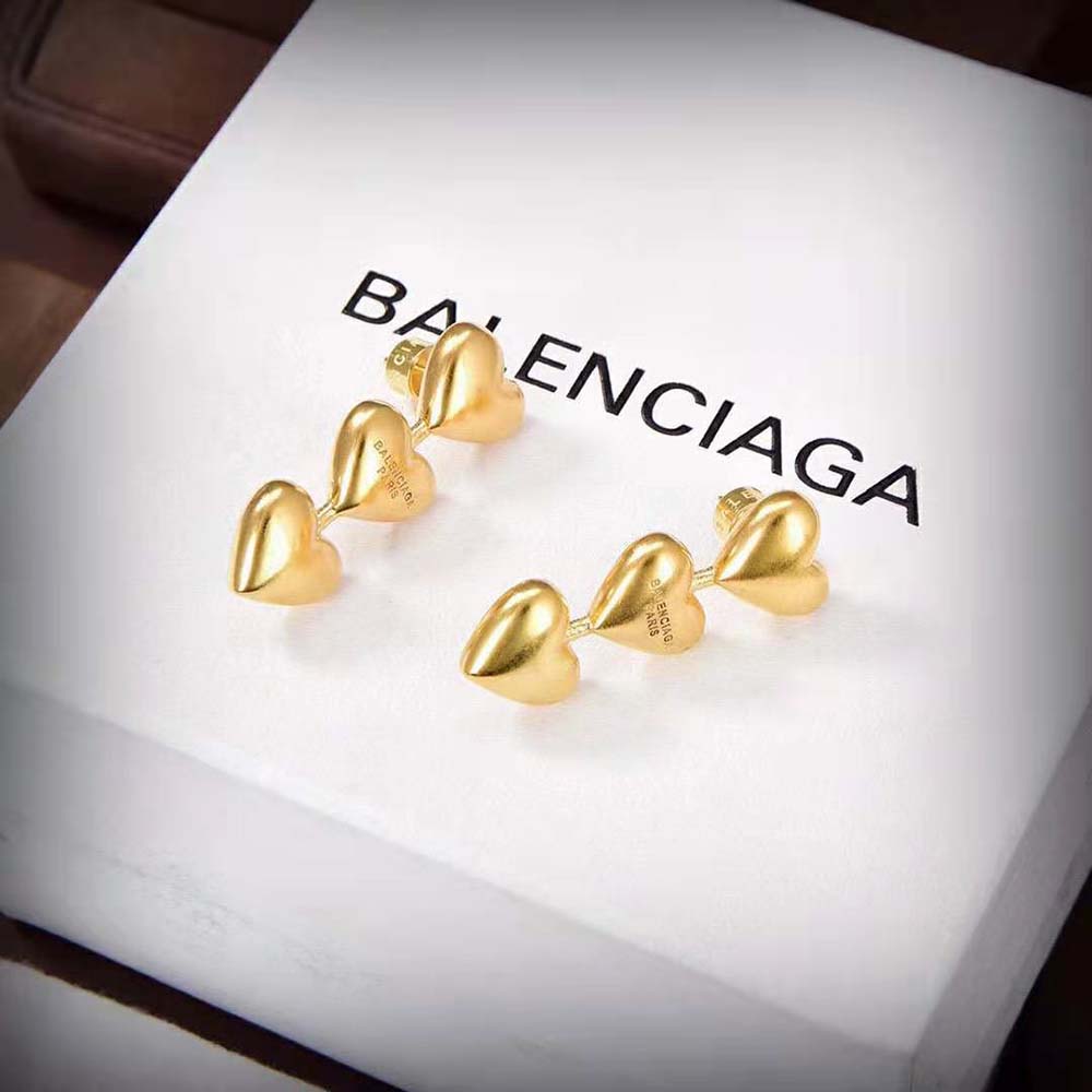 Balenciaga Women Heart Earrings in Gold Brass - image 4