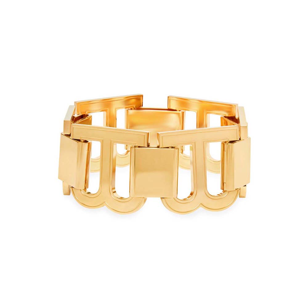 Close-up of Balenciaga Women Hourglass Bracelet gold brass profile