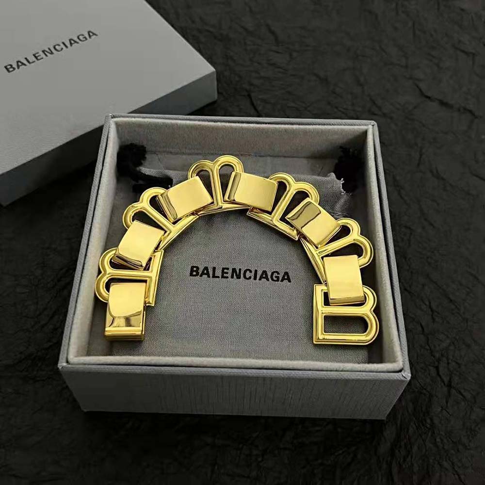 Wrist shot showing Balenciaga Women Hourglass Bracelet sculptural design
