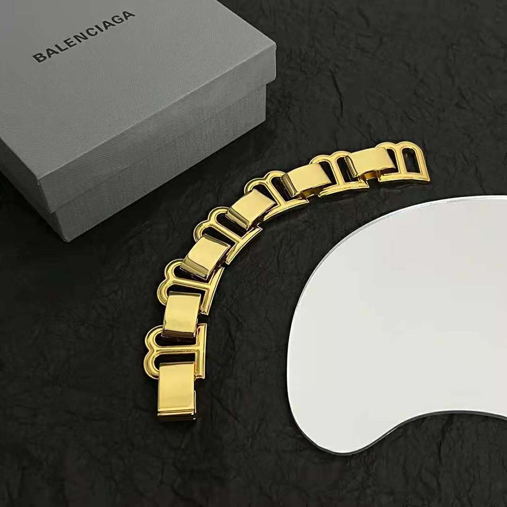 Balenciaga Women Hourglass Bracelet gold brass reflecting light detail