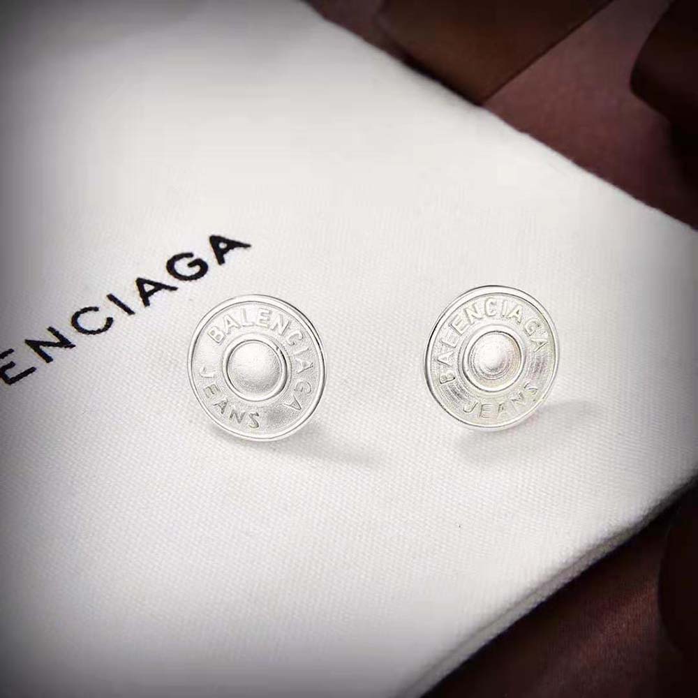 Side angle showing post closure on Balenciaga Women Jeans Earrings