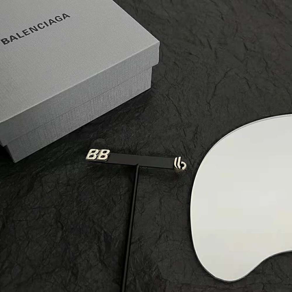Side angle showing post closure on Balenciaga Women Logomania BB Double B Earrings