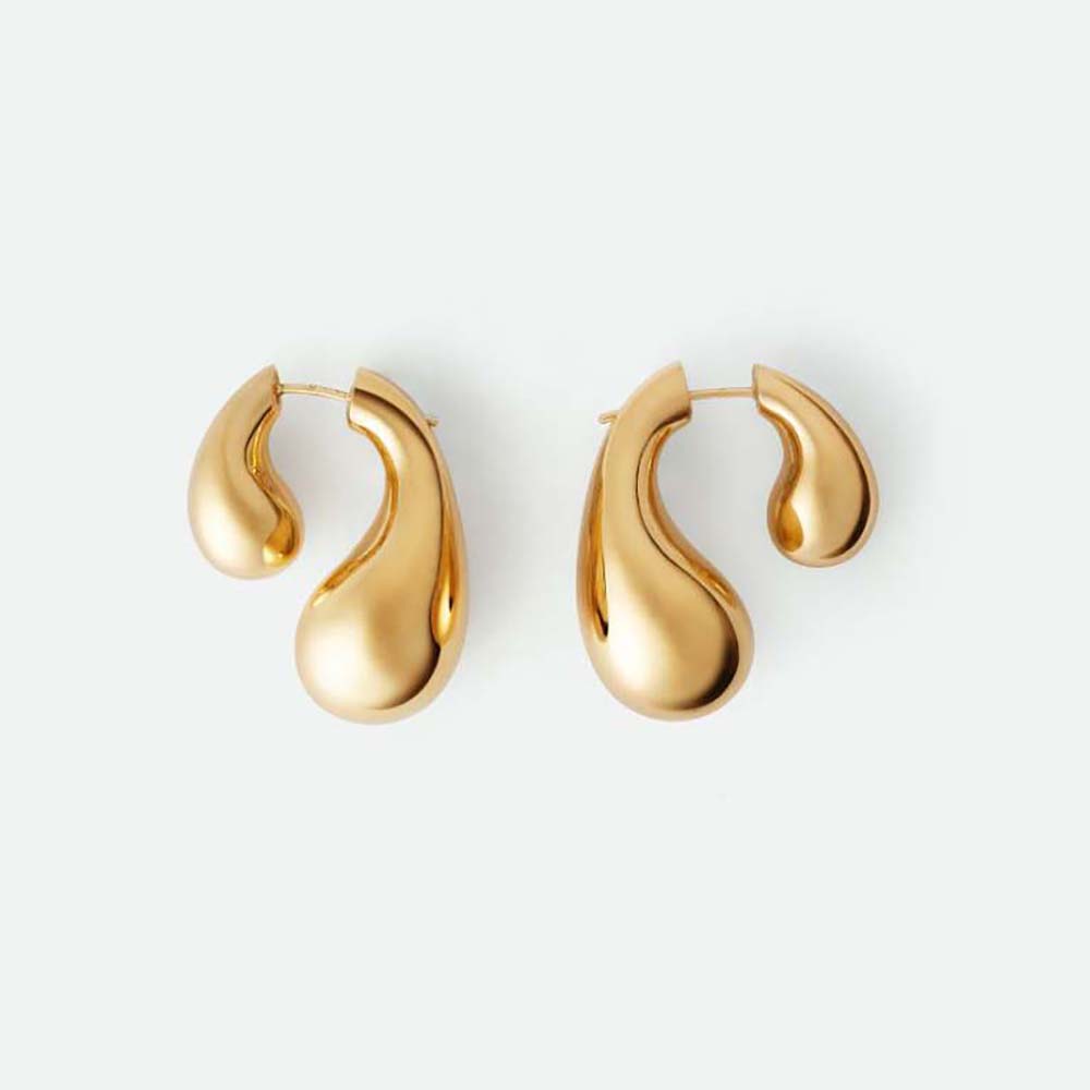 Front view of Bottega Veneta Women Drop Earrings in 18k Gold-finish Sterling Silver