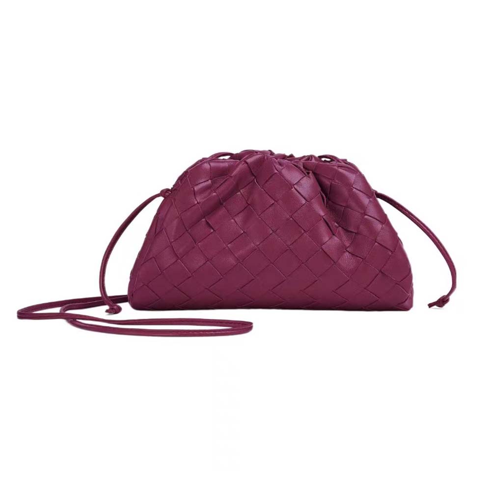 Front view of Bottega Veneta Women Mini Pouch Soft Voluminous Clutch in Purple