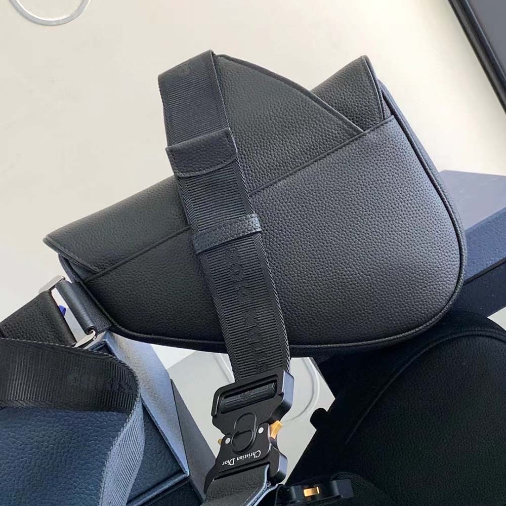Side angle showing silhouette of Dior Men Essentials Saddle Bag