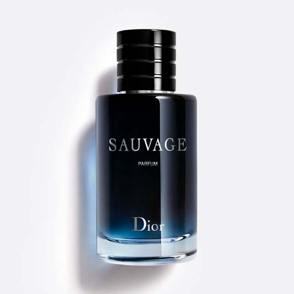 Front close-up of Dior Men Sauvage Parfum Parfum black bottle
