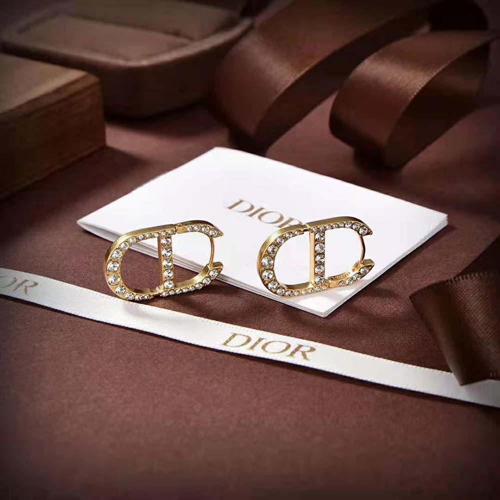 Dior Women 30 Montaigne Earrings Gold-Finish Metal and Silver-Tone Crystals - image 5