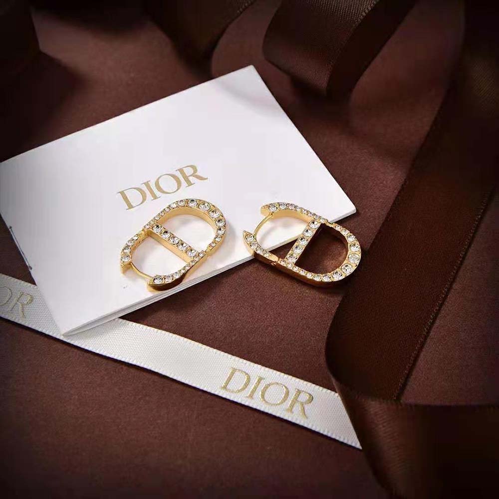 Dior Women 30 Montaigne Earrings Gold-Finish Metal and Silver-Tone Crystals - image 4