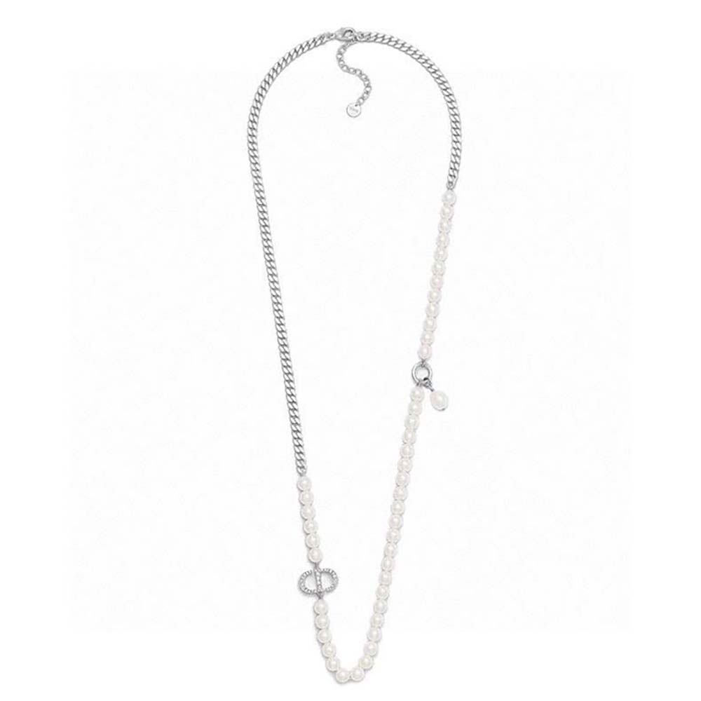 Front view of Dior Women 30 Montaigne Long Necklace with crystals