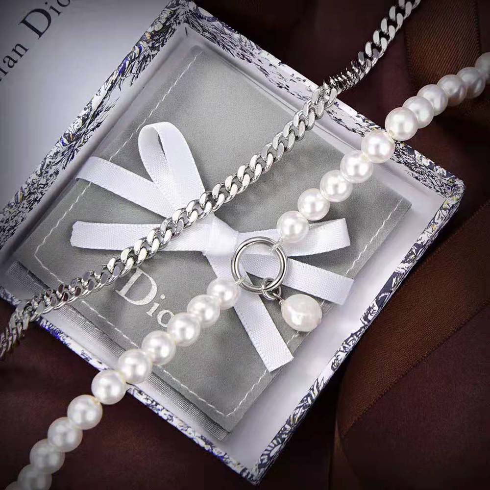 Dior Women 30 Montaigne Long Necklace Silver-Finish Metal and Silver-Tone Crystals - image 6