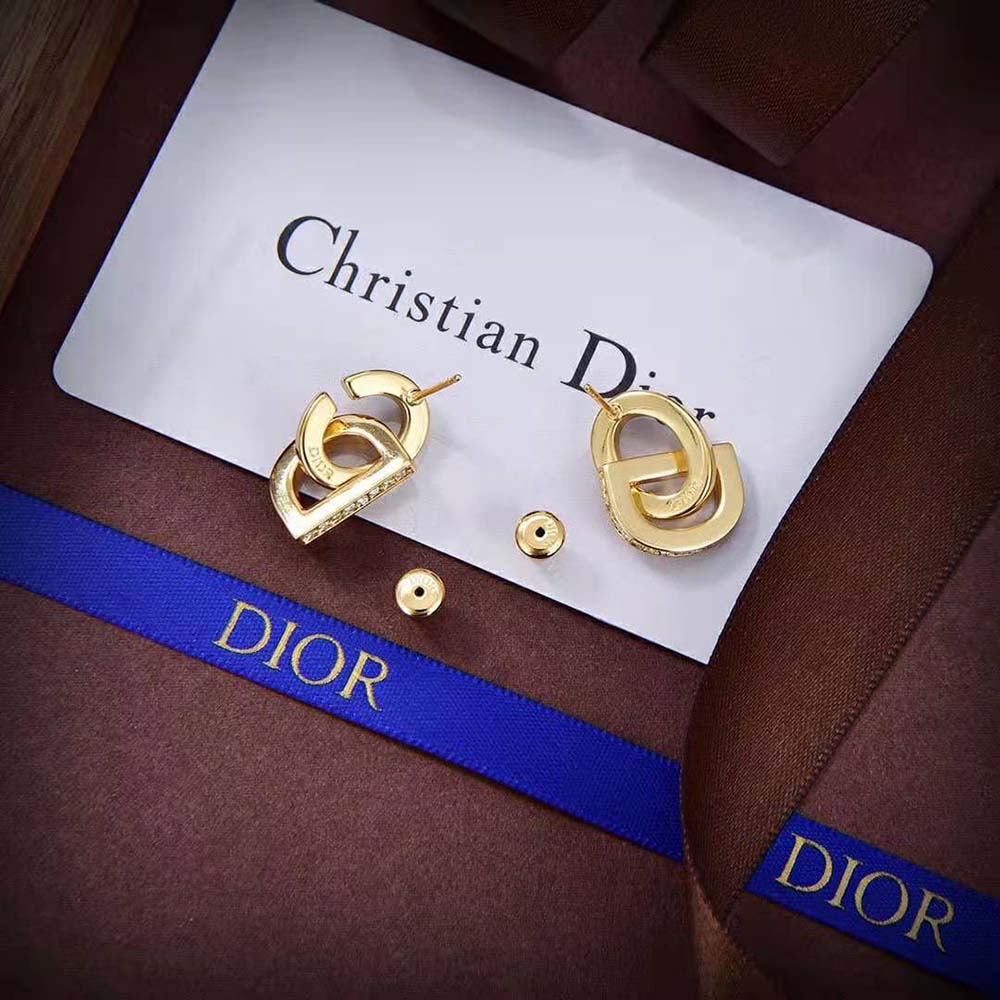 Dior Women CD Lock Earrings Gold-Finish Metal and Silver-Tone Crystals - image 5