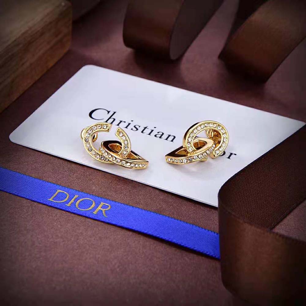 Side angle showing push-back closure on Dior Women CD Lock Earrings