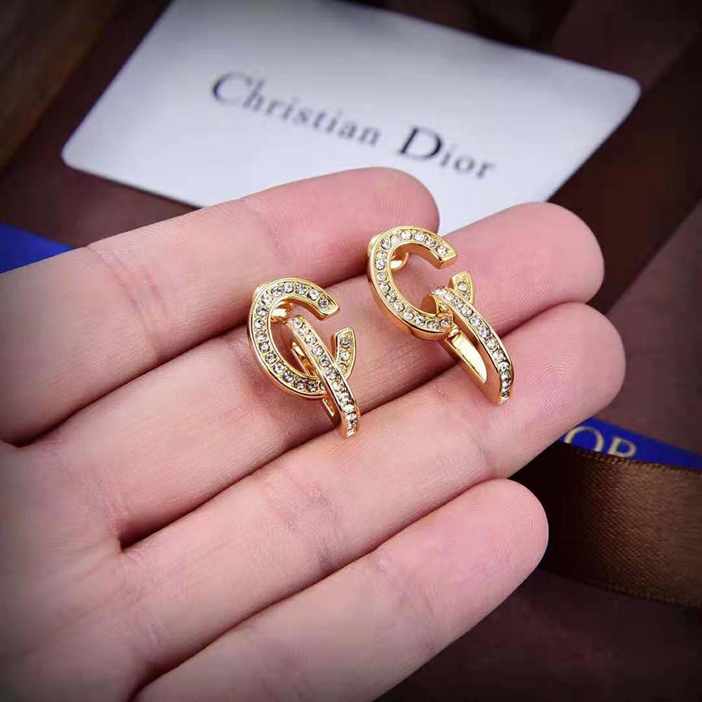 Dior Women CD Lock Earrings Gold-Finish Metal and Silver-Tone Crystals - image 6