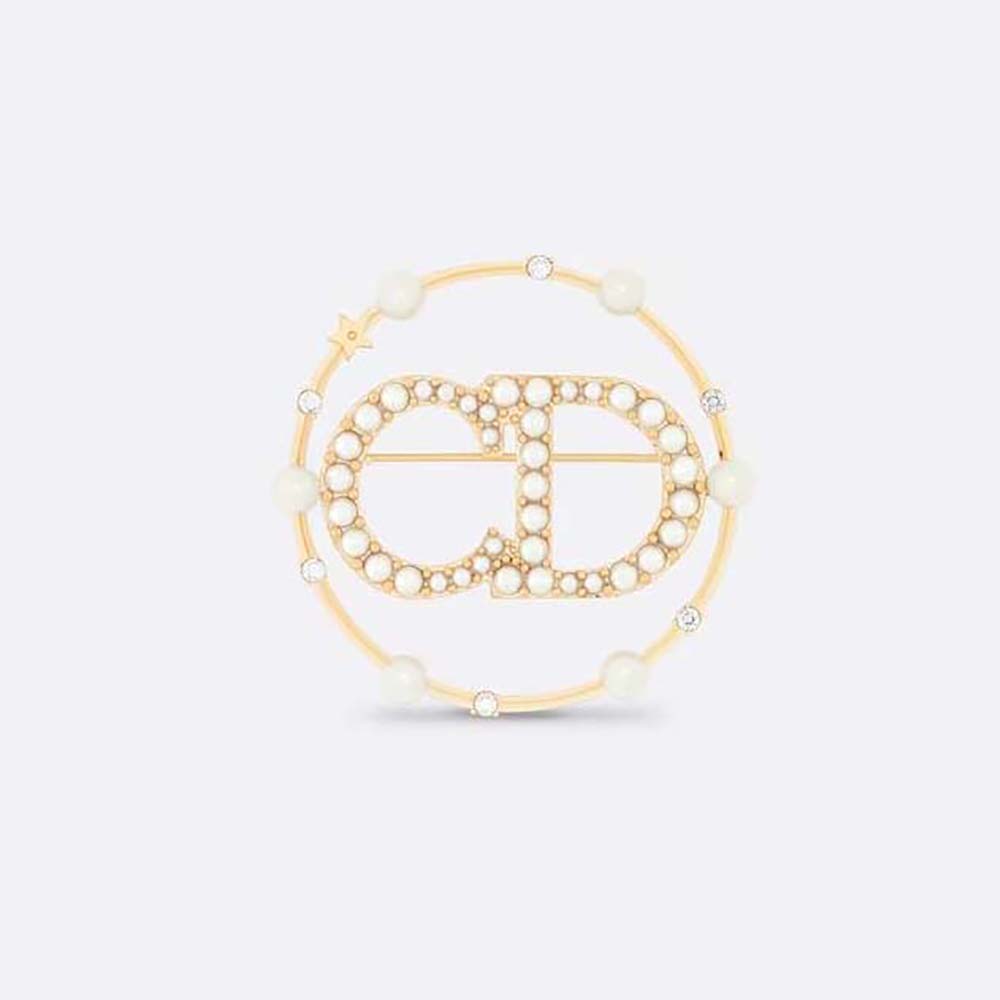 Close-up of Dior Women Clair D Lune Brooch Gold-Finish Metal detail