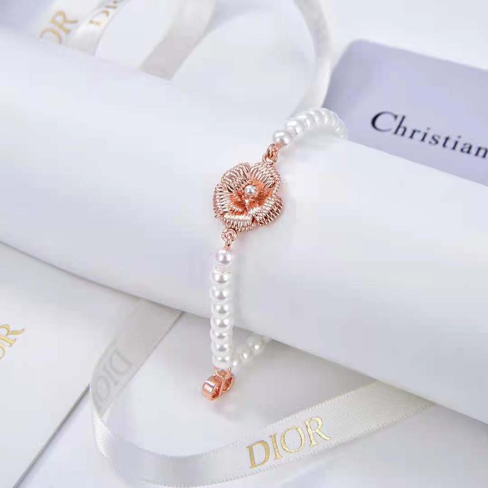 Dior Women D-Millefiori Bracelet Gold-Finish Metal and White Resin Pearls - image 6
