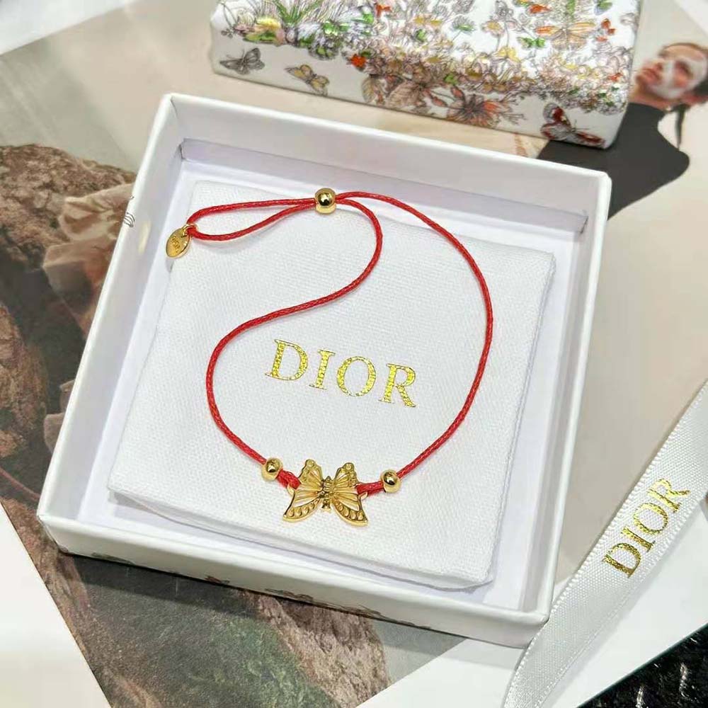 Dior Women Diorelita Bracelet Gold-Finish Metal and Red Cotton - image 6