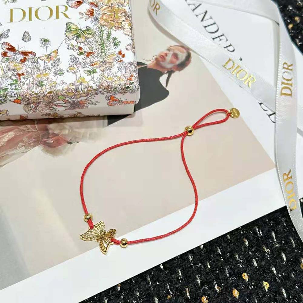 Dior Women Diorelita Bracelet Gold-Finish Metal and Red Cotton - image 5
