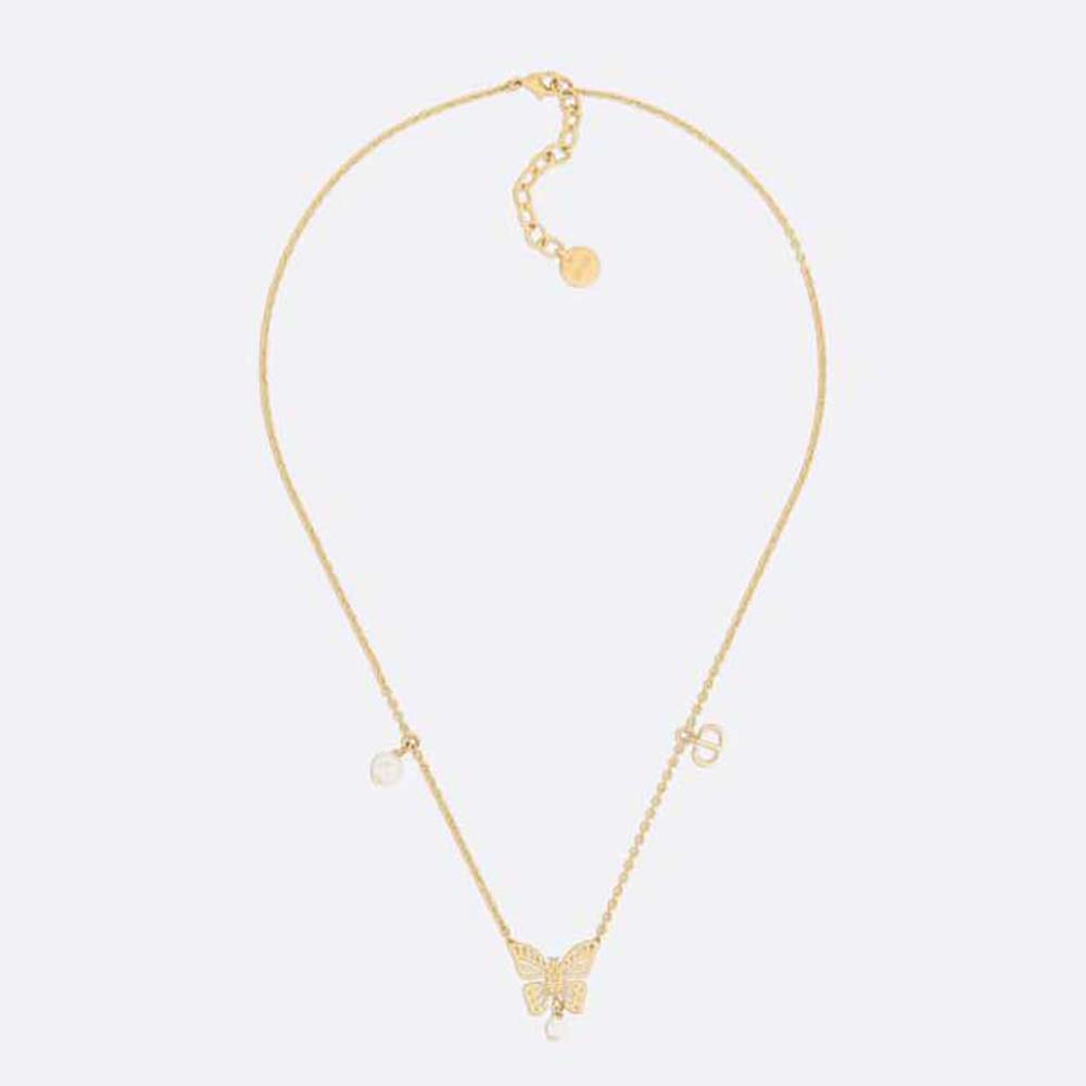Front view of Dior Women Métamorphose Necklace Gold-Finish Metal and White Resin Pearls