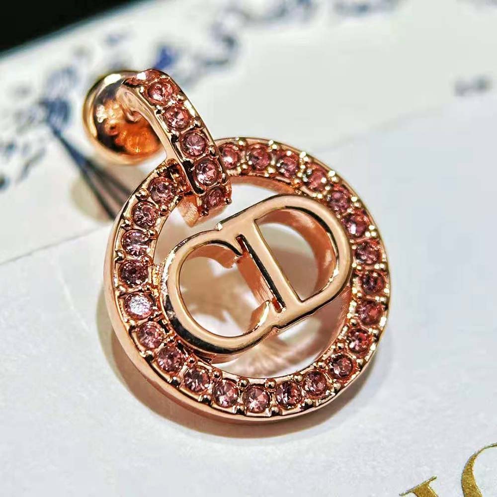 Dior Women Petit CD Earrings Pink-Finish Metal and White Crystals - image 7
