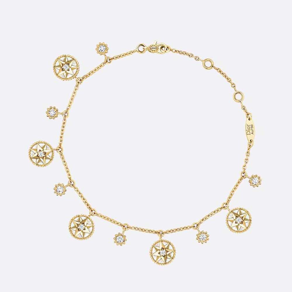 Close-up view of Dior Women Rose Des Vents Bracelet yellow gold diamonds detail