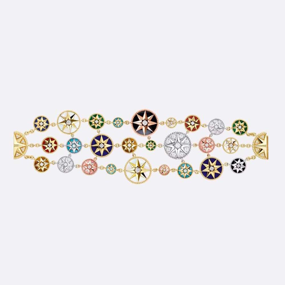 Close-up of Dior Women Rose Des Vents Cuff Bracelet tri-color gold detail
