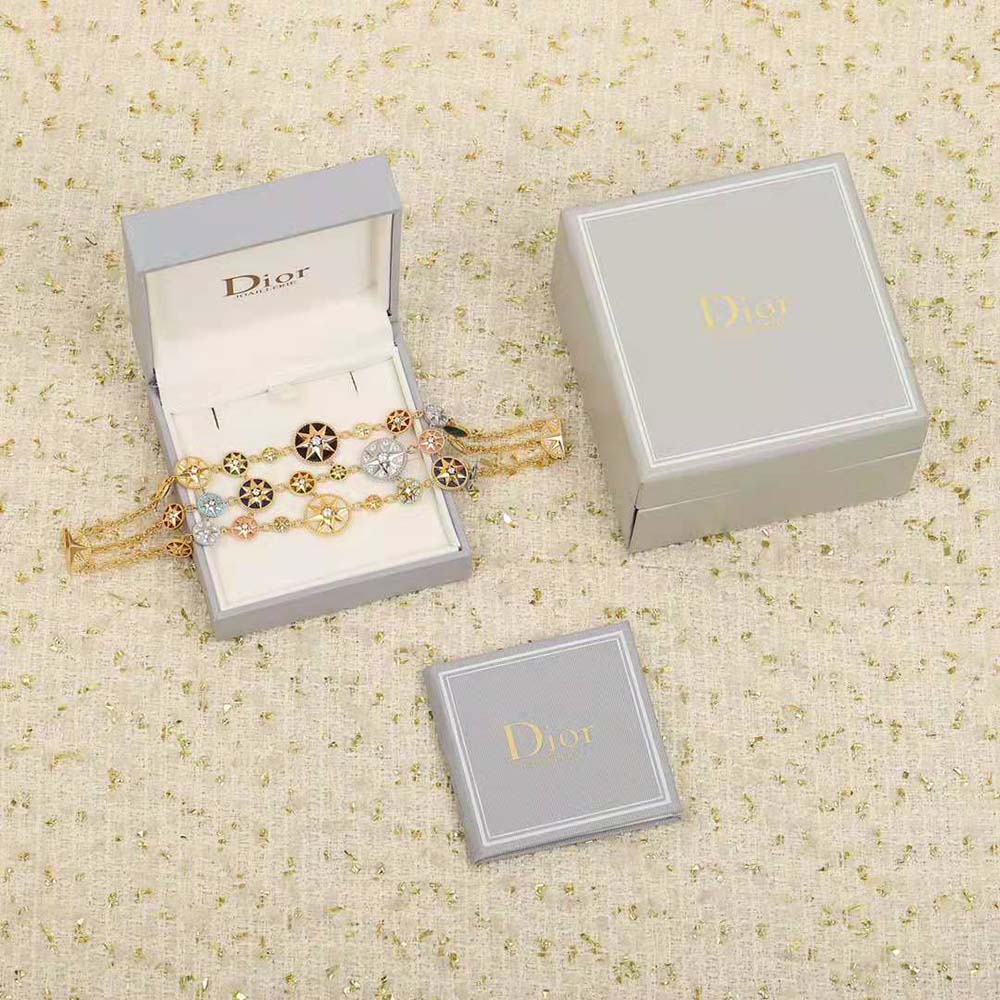 Dior Women Rose Des Vents Cuff Bracelet Yellow Pink and White Gold Diamonds - image 4