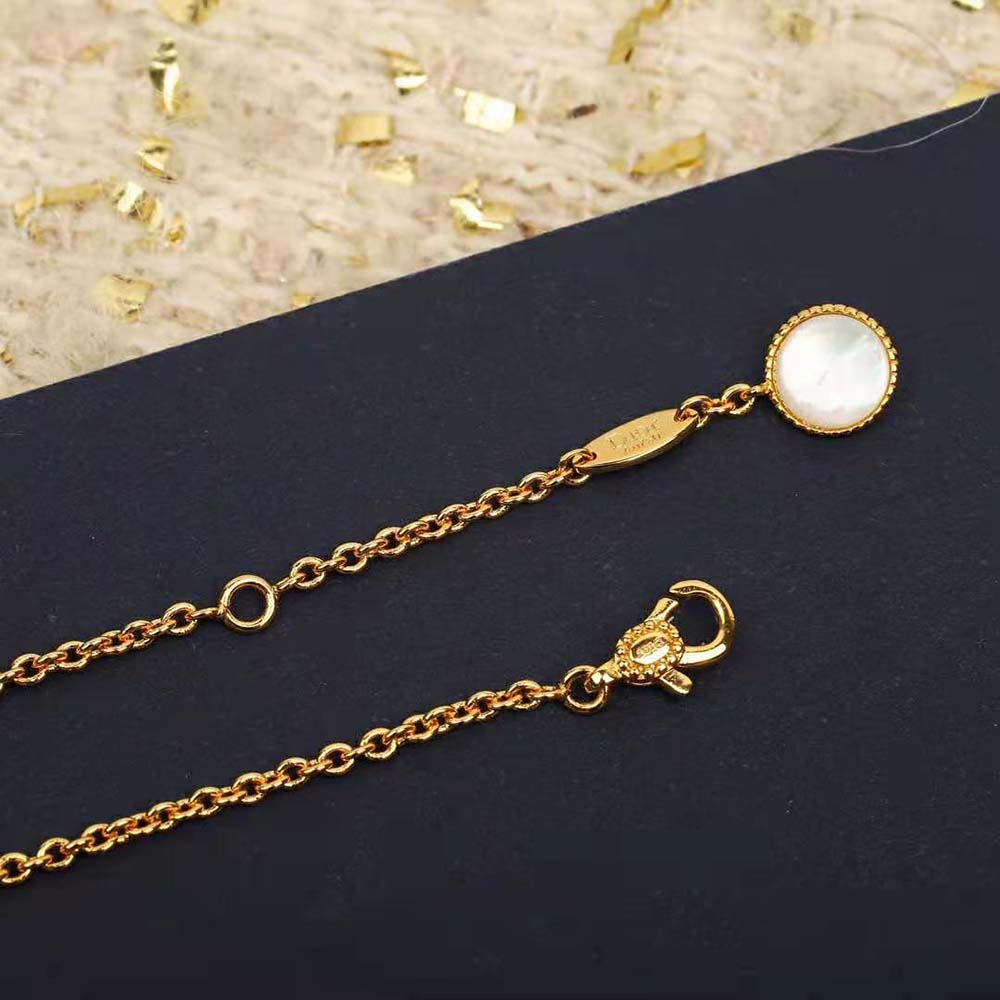 Dior Women Rose Des Vents Long Necklace Yellow Gold Diamonds and Mother-of-Pearl - image 8