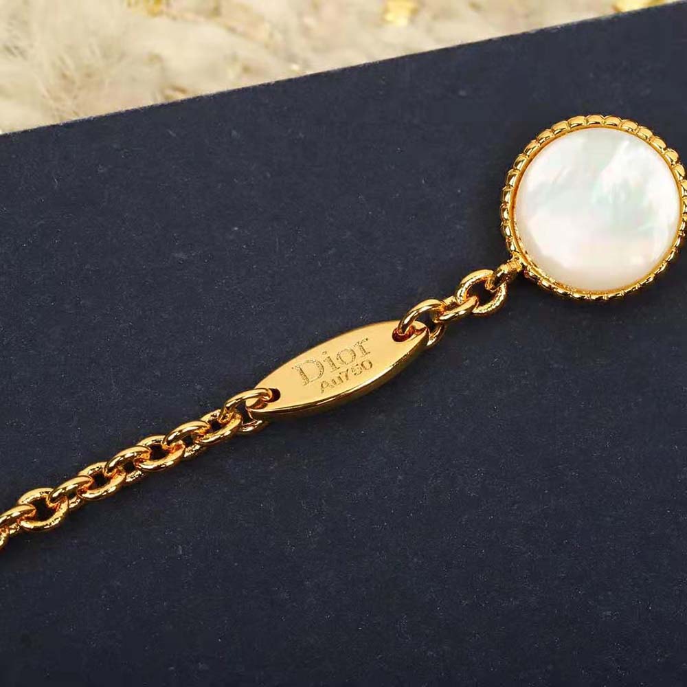 Dior Women Rose Des Vents Long Necklace Yellow Gold Diamonds and Mother-of-Pearl - image 6