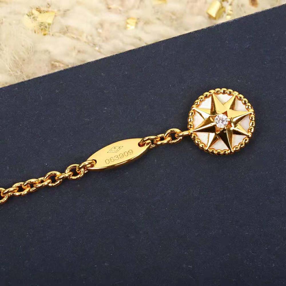 Dior Women Rose Des Vents Long Necklace Yellow Gold Diamonds and Mother-of-Pearl - image 5