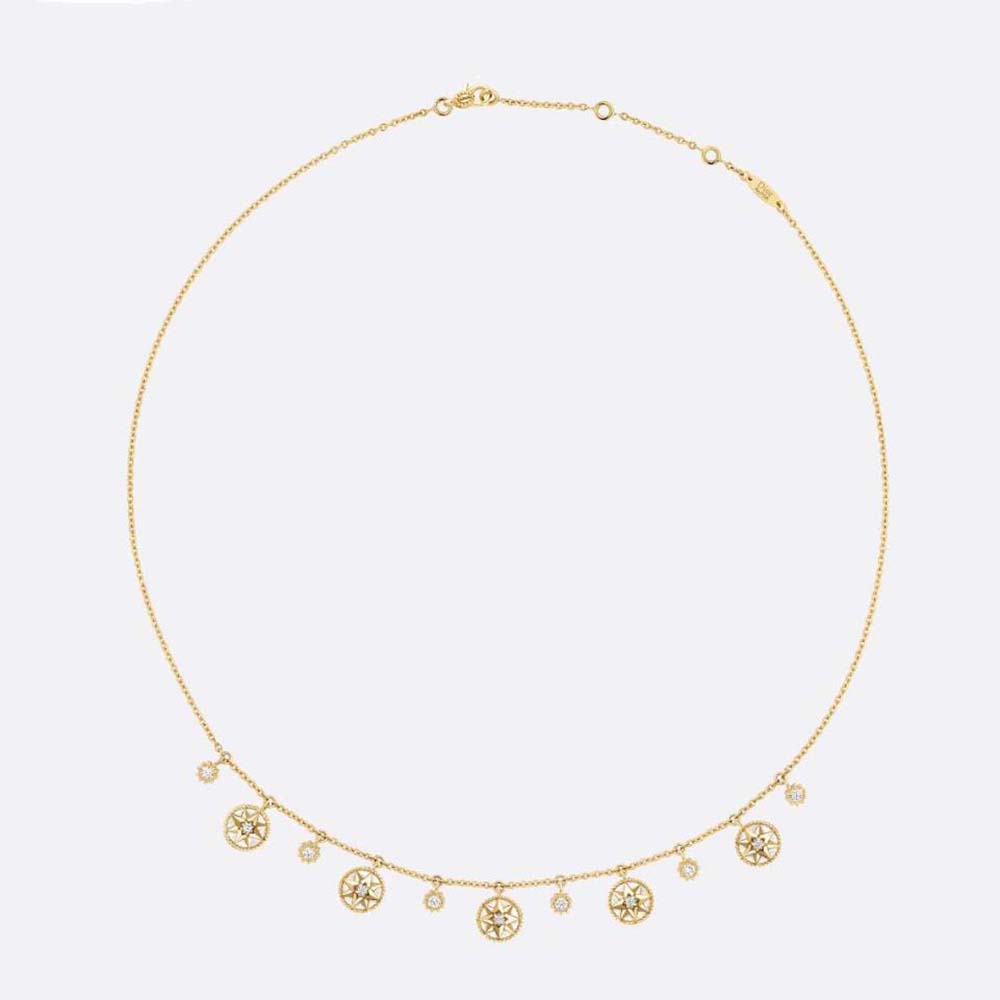 Close-up of Dior Women Rose Des Vents Necklace yellow gold pendant
