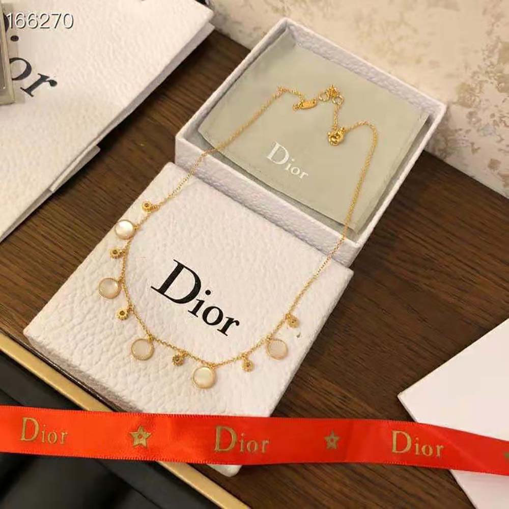Dior Women Rose Des Vents Necklace showcasing diamond and mother-of-pearl detail