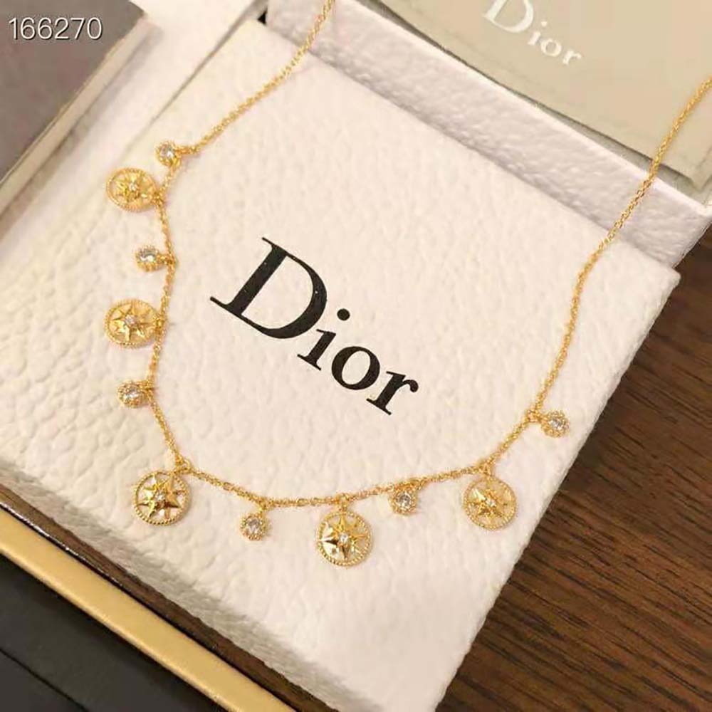 Dior Women Rose Des Vents Necklace Yellow Gold Diamonds and Mother-of-pearl - image 4