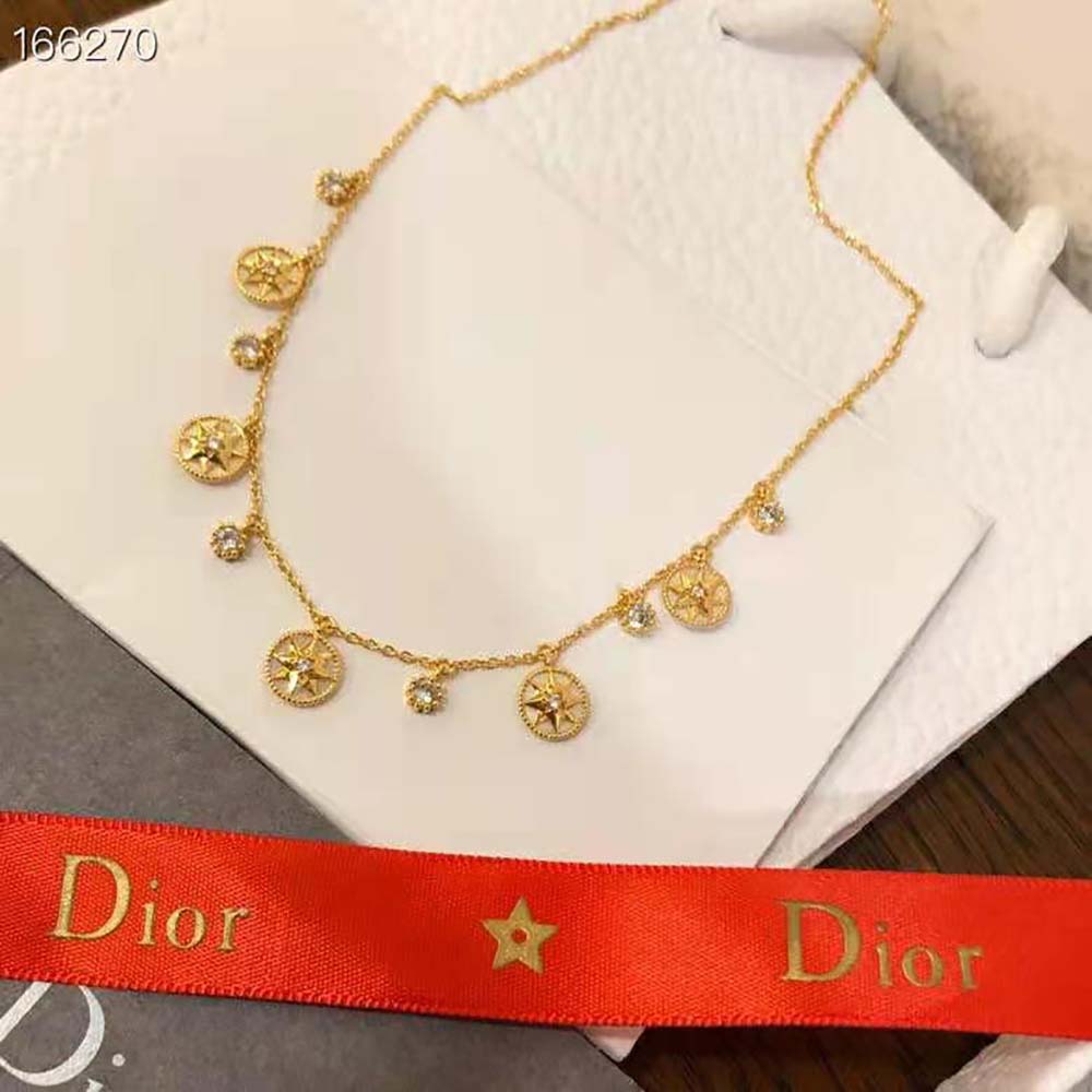 Dior Women Rose Des Vents Necklace Yellow Gold Diamonds and Mother-of-pearl - image 5