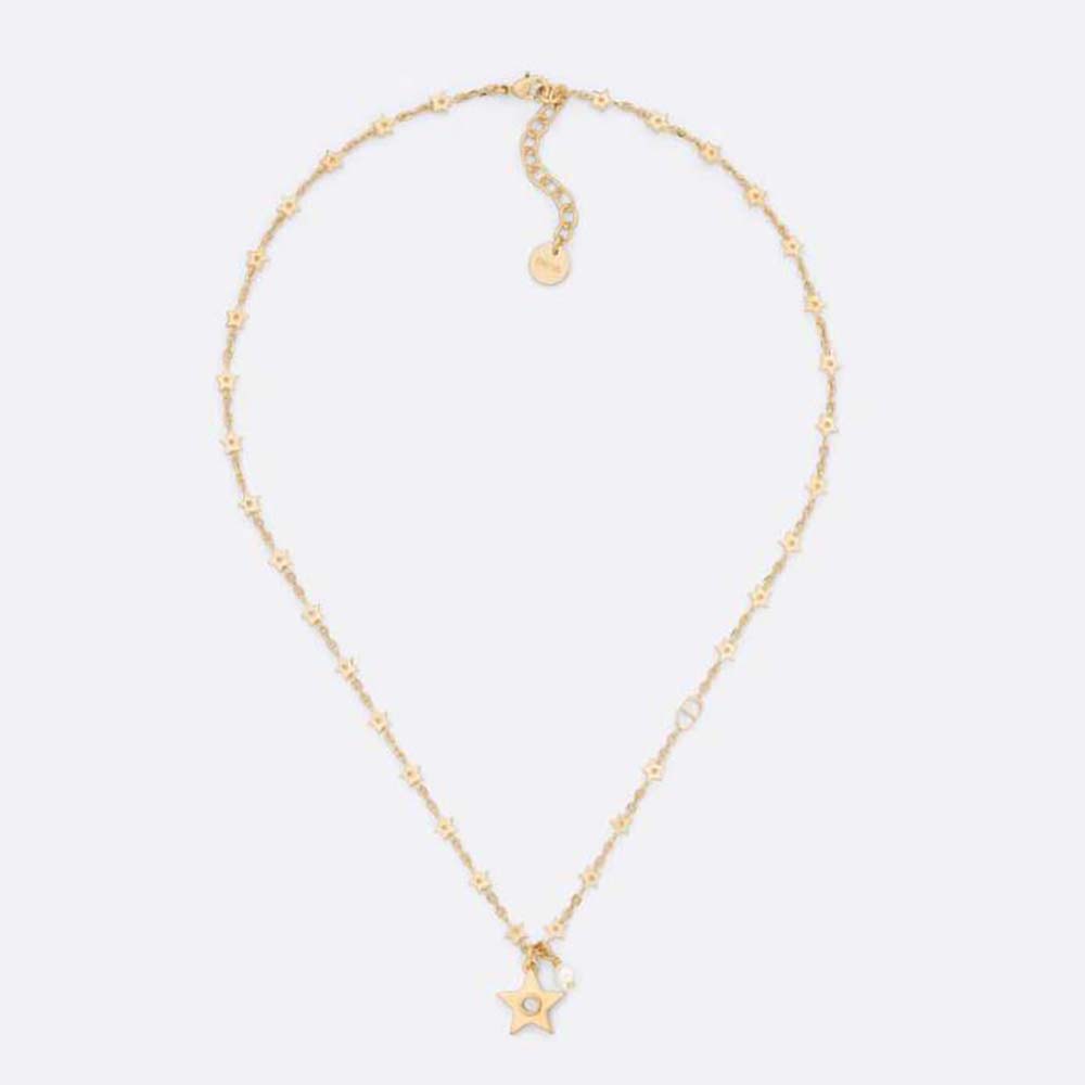 Close-up of Dior Women Star Necklace Gold-Finish Metal pendant detail