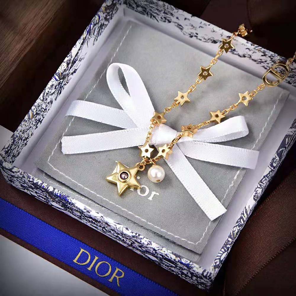 Dior Women Star Necklace Gold-Finish Metal with a White Resin Pearl and Mirror - image 5
