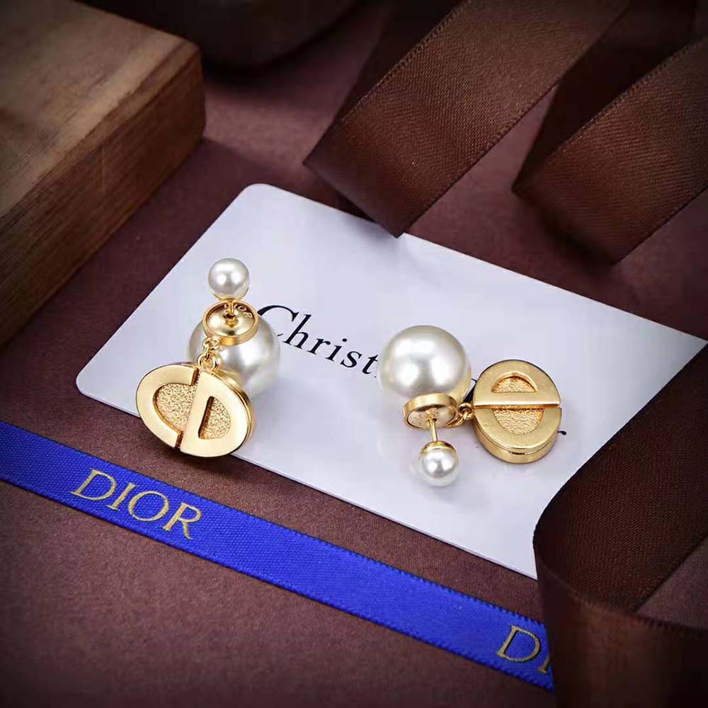Dior Women Tribales Earrings Gold-Finish Metal and White Resin Pearls - image 4