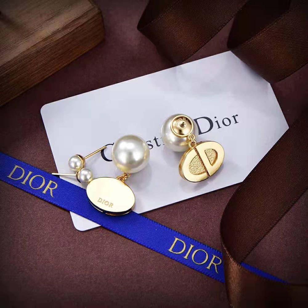 Dior Women Tribales Earrings Gold-Finish Metal and White Resin Pearls - image 5