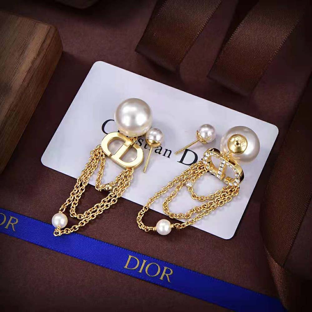 Dior Women Tribales Earrings Gold-Finish Metal with White Resin Pearls - image 5