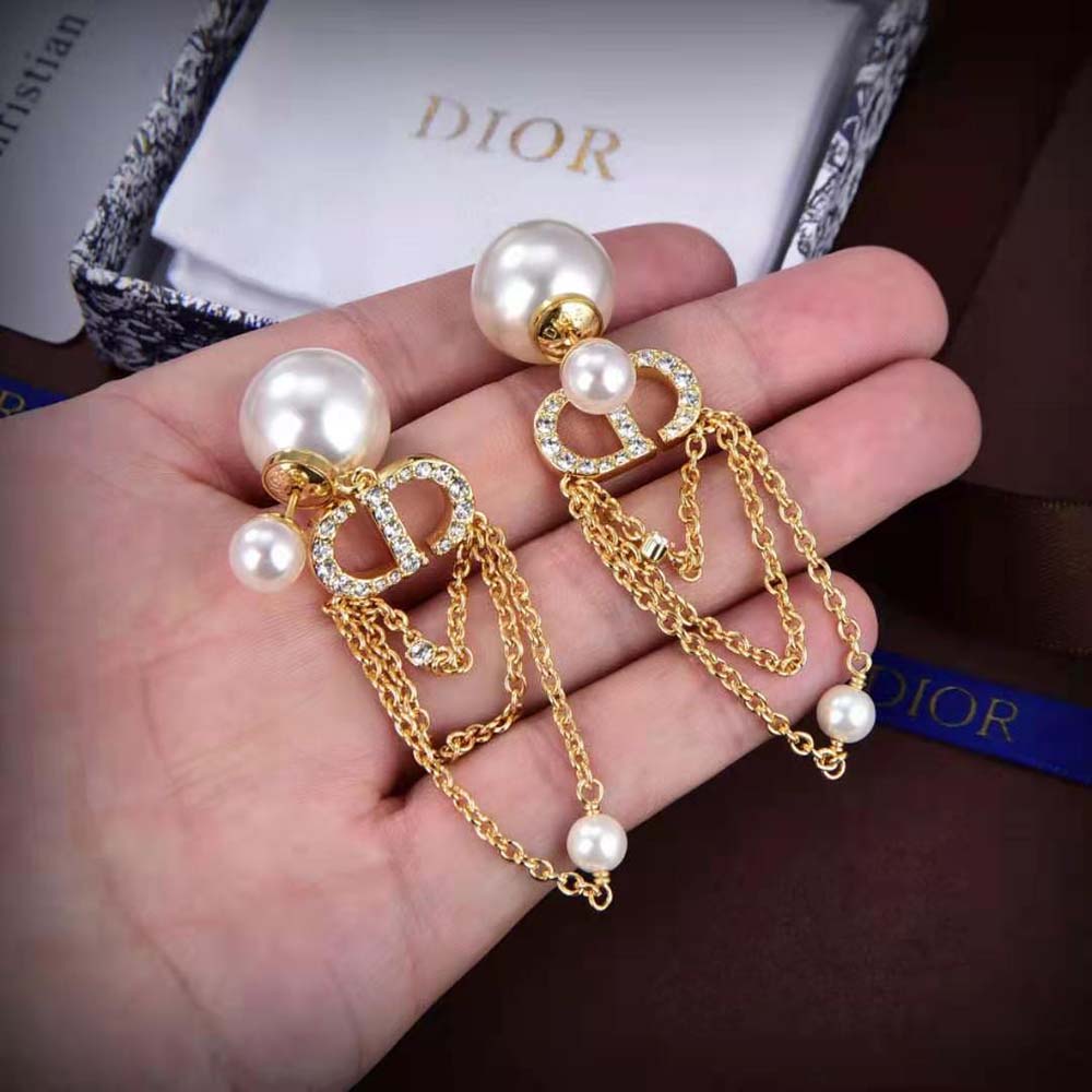 Dior Women Tribales Earrings Gold-Finish Metal with White Resin Pearls - image 6