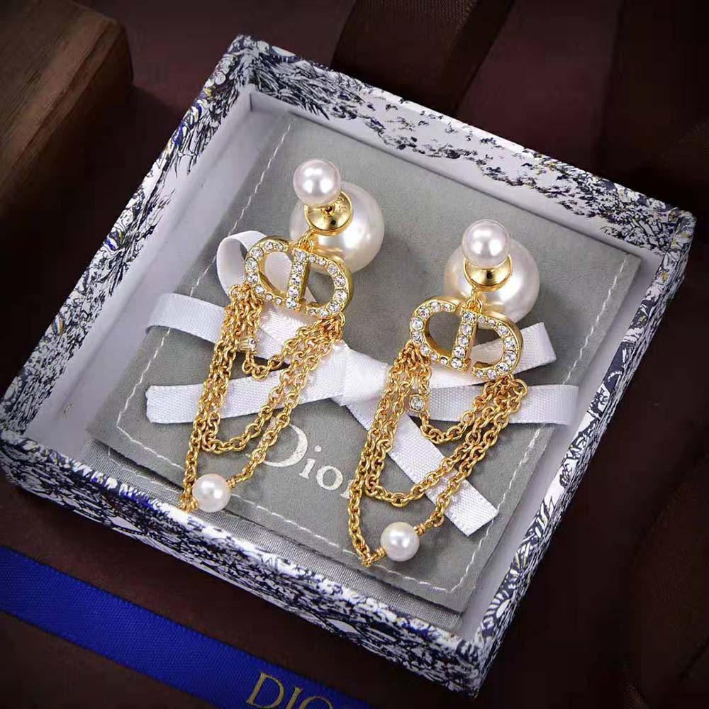 Dior Women Tribales Earrings Gold-Finish Metal with White Resin Pearls - image 4