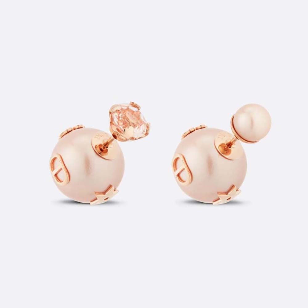 Front view of Dior Women Tribales Earrings Pink-Finish Metal