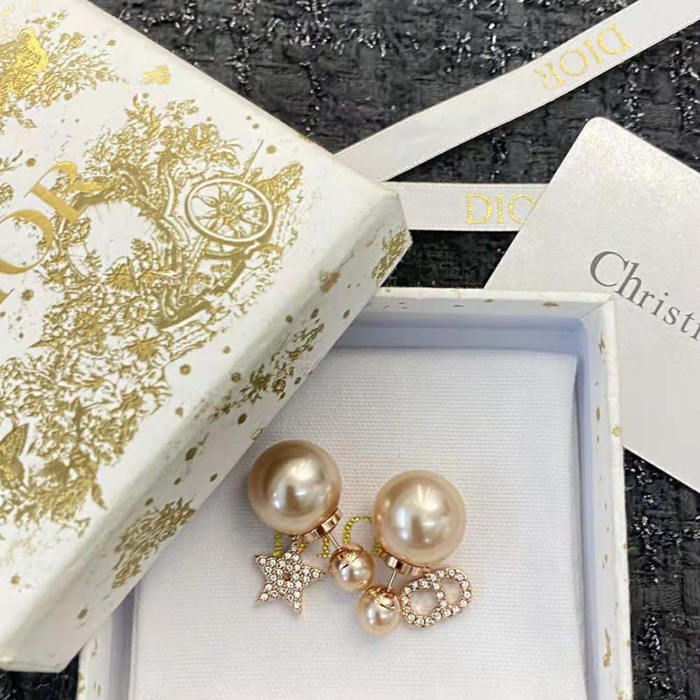 Dior Women Tribales Earrings Pink-Finish Metal with Pink Resin Pearls - image 4