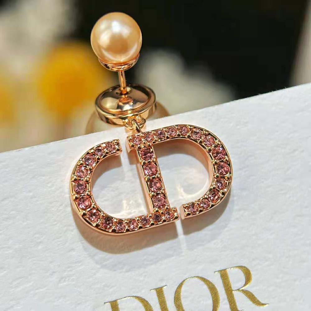 Dior Women Tribales Earrings Pink-Finish Metal with Pink Resin Pearls and Crystals - image 7