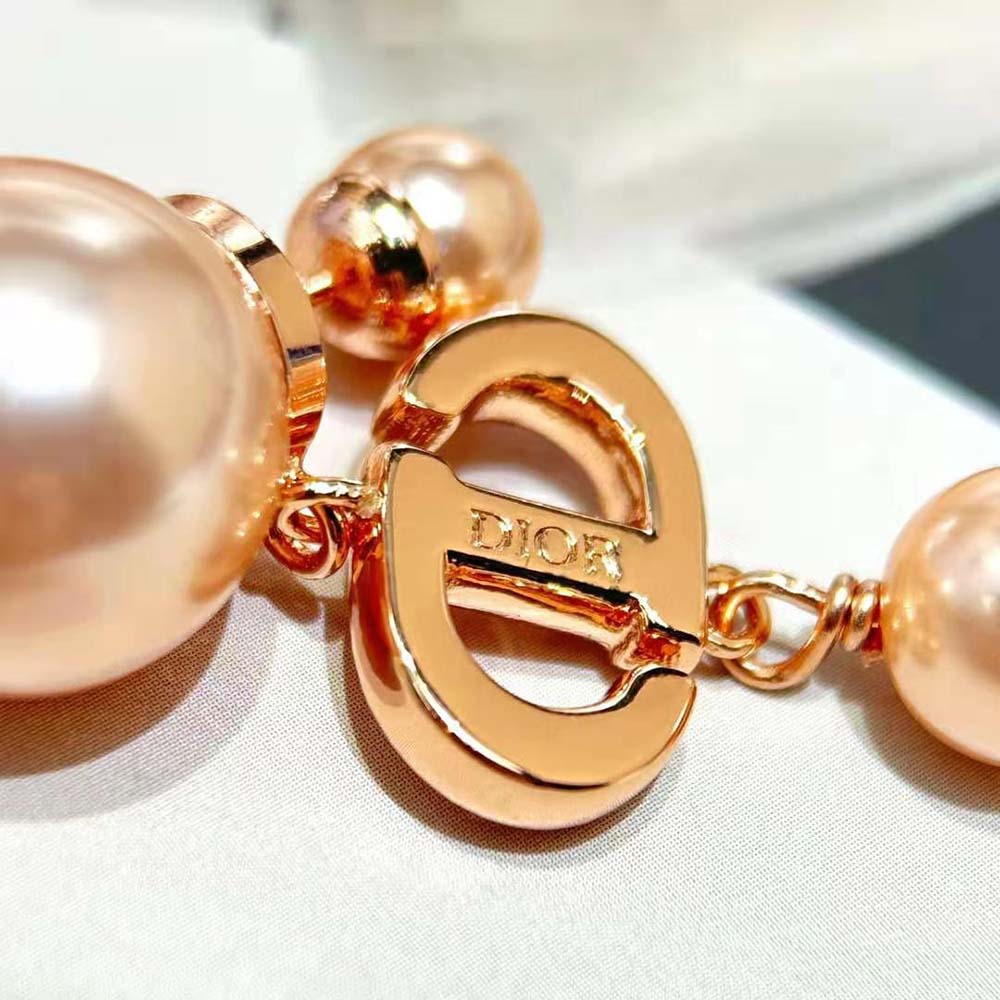 Dior Women Tribales Earrings Pink-Finish Metal with Pink Resin Pearls and Crystals - image 7