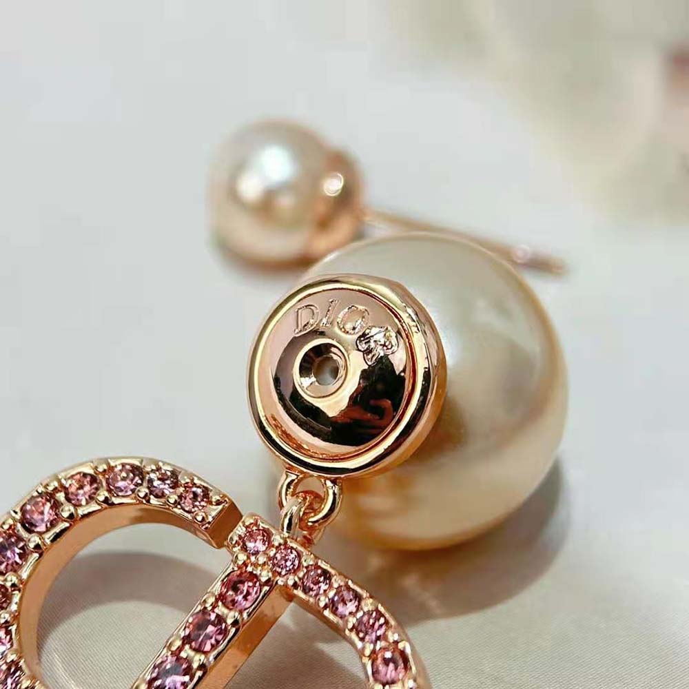 Dior Women Tribales Earrings Pink-Finish Metal with Pink Resin Pearls and Crystals - image 6