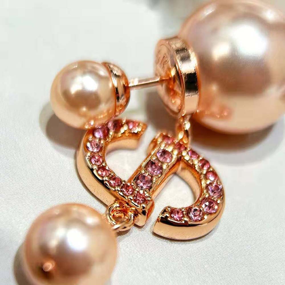 Dior Women Tribales Earrings Pink-Finish Metal with Pink Resin Pearls and Crystals - image 6